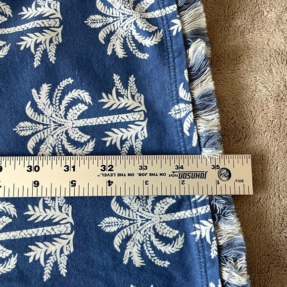 Spartina 449 Island Blue Oyster Alley Palm Tree Sheath Dress Fringe XS Beachy - Picture 12 of 12